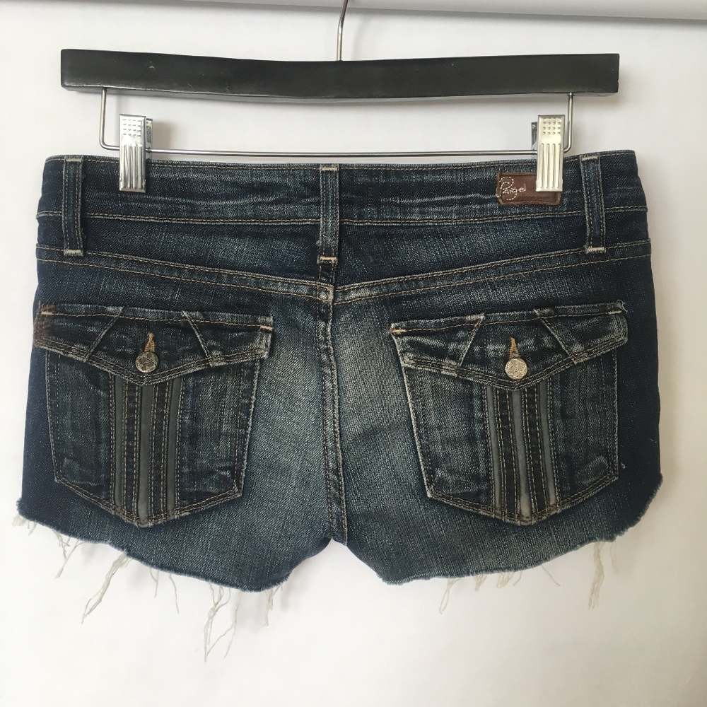 Paige cloverdale cut off shorts in a medium wash - Picture 2 of 4